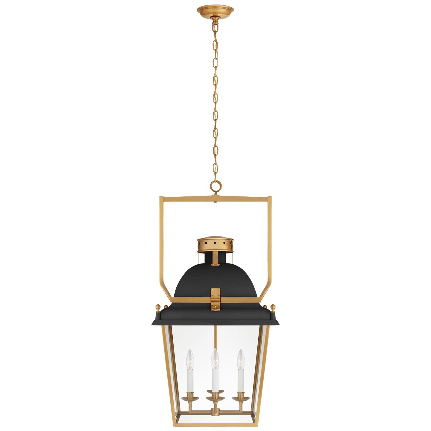 Matte Black and Antique-Burnished Brass Clear Glass