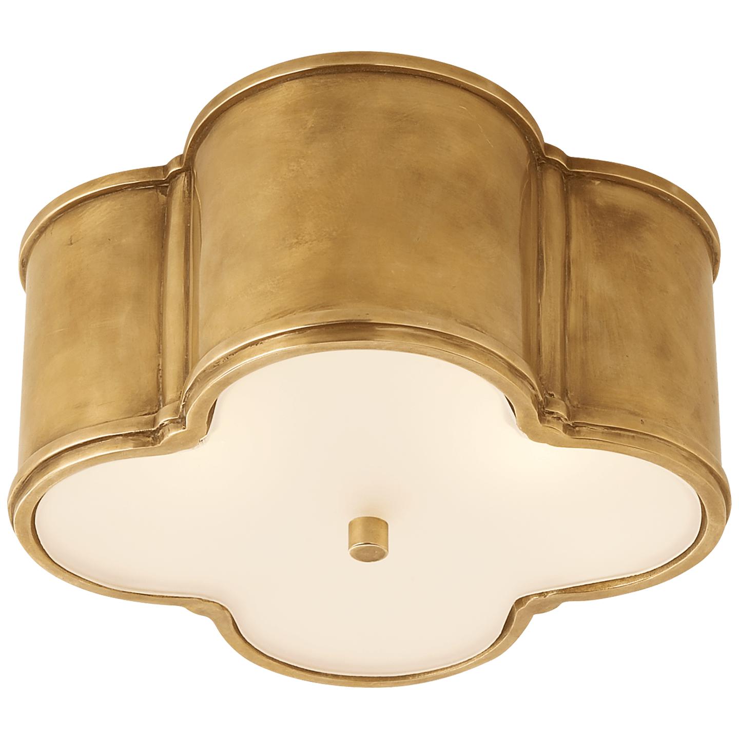 Basil Small Flush Mount Natural Brass Frosted