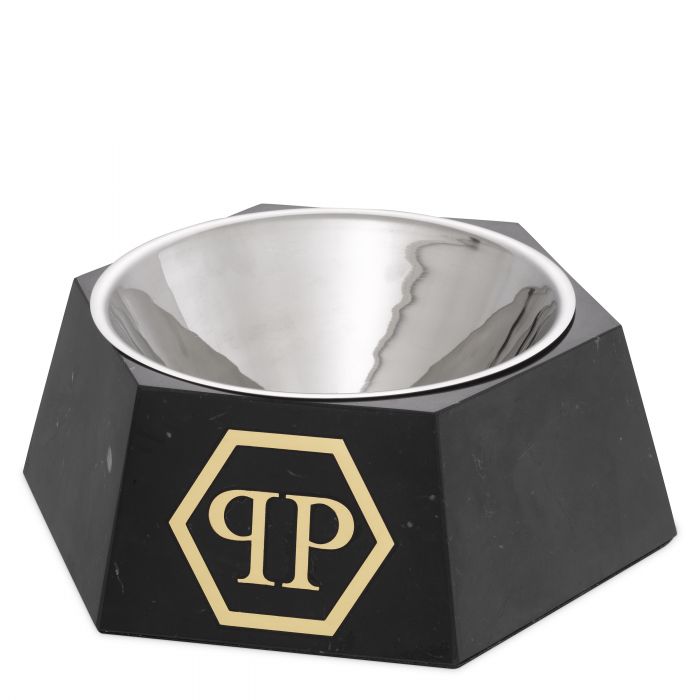 black marble | gold finish | stainless steel bowl XL