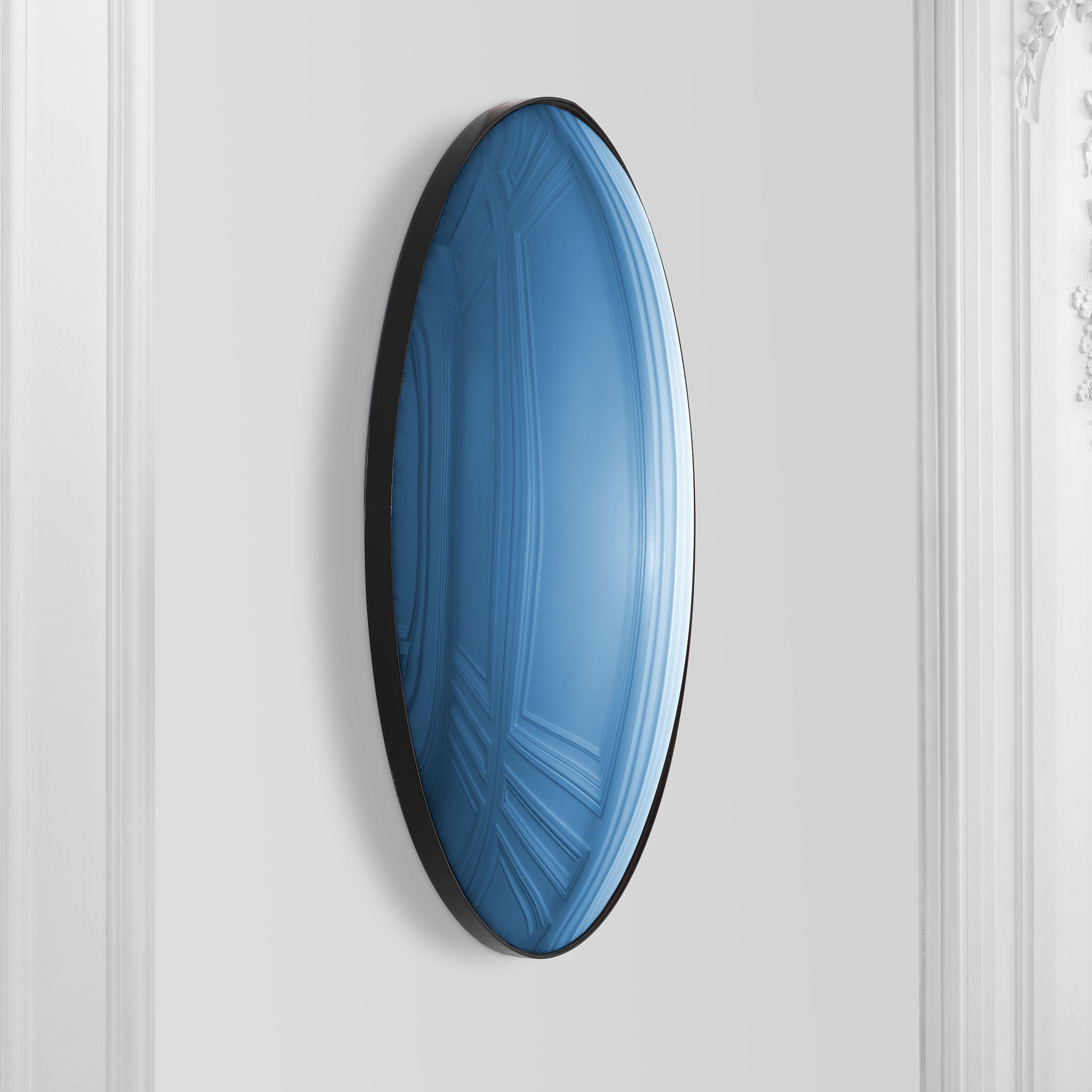 blue convex mirror glass | black finish