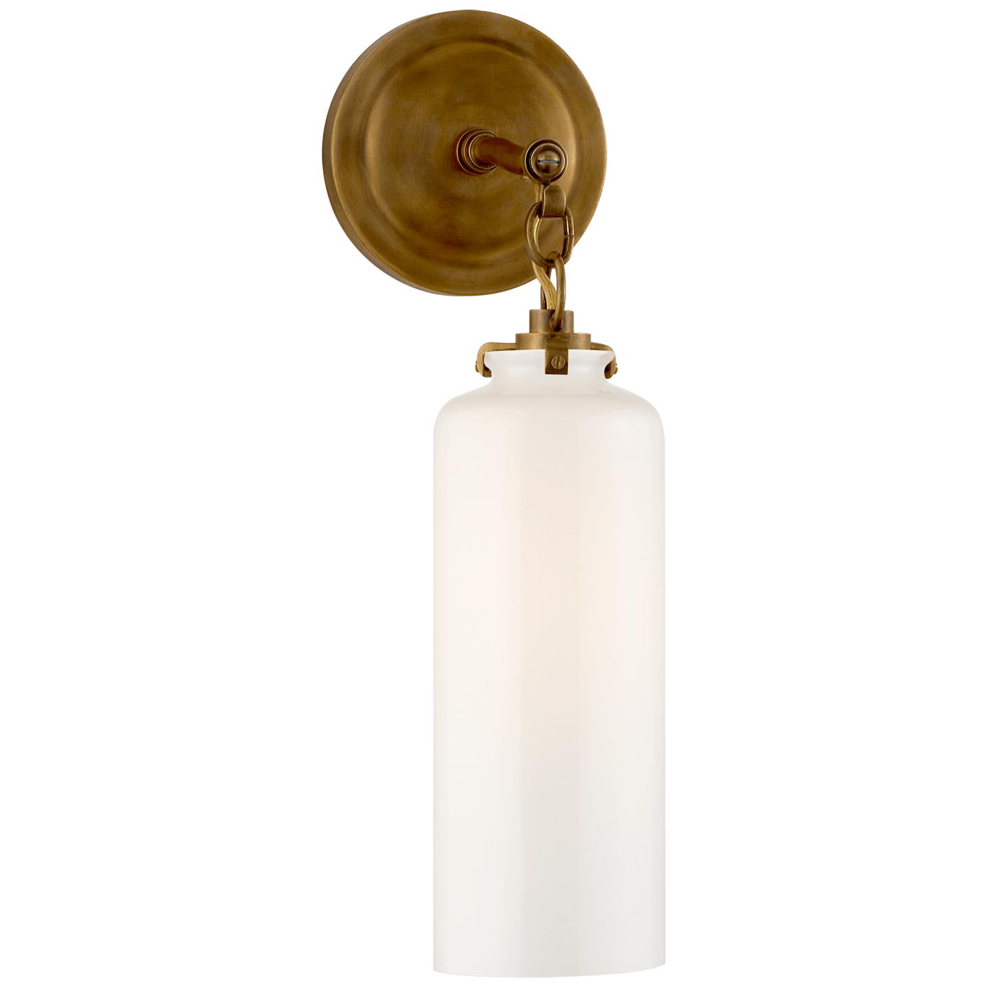 Hand-Rubbed Antique Brass White Glass