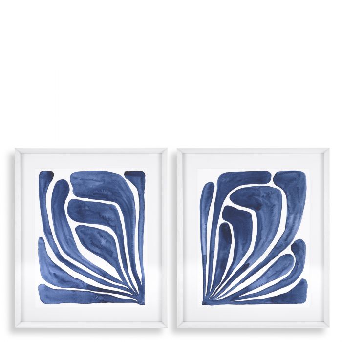 Купить Набор постеров Print Blue stylized leaf set of 2 в интернет-магазине roooms.ru