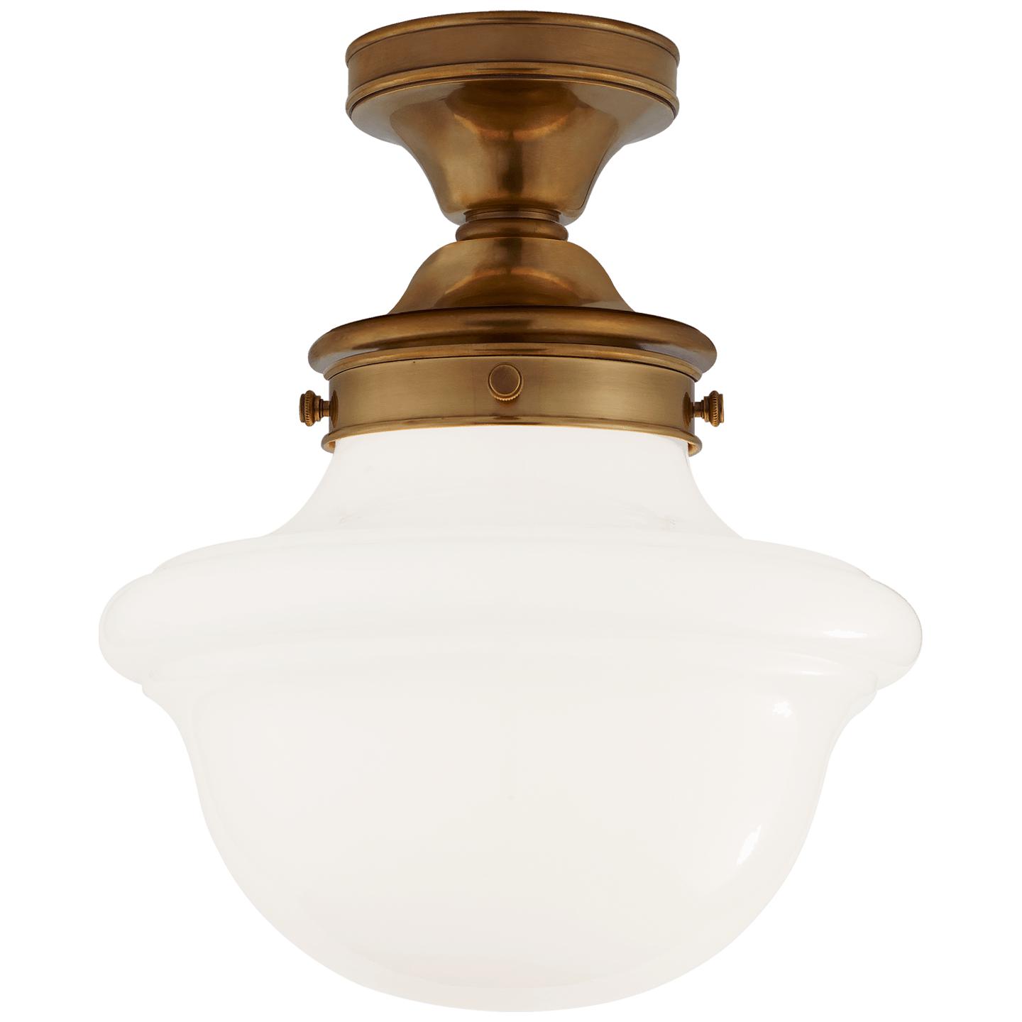 Hand-Rubbed Antique Brass White Glass