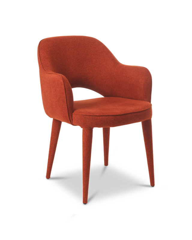 Rust red Metal frame with upholstered legs