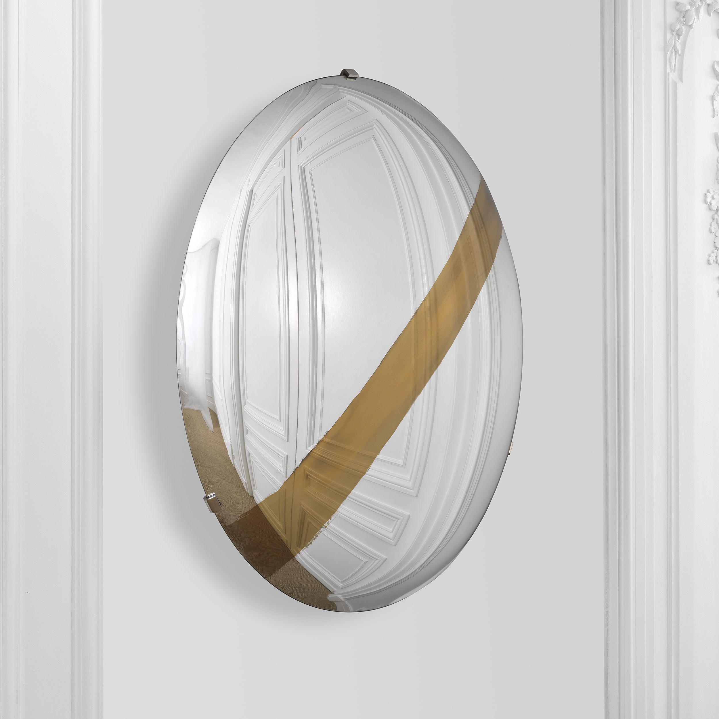 convex mirror glass | gold stripe