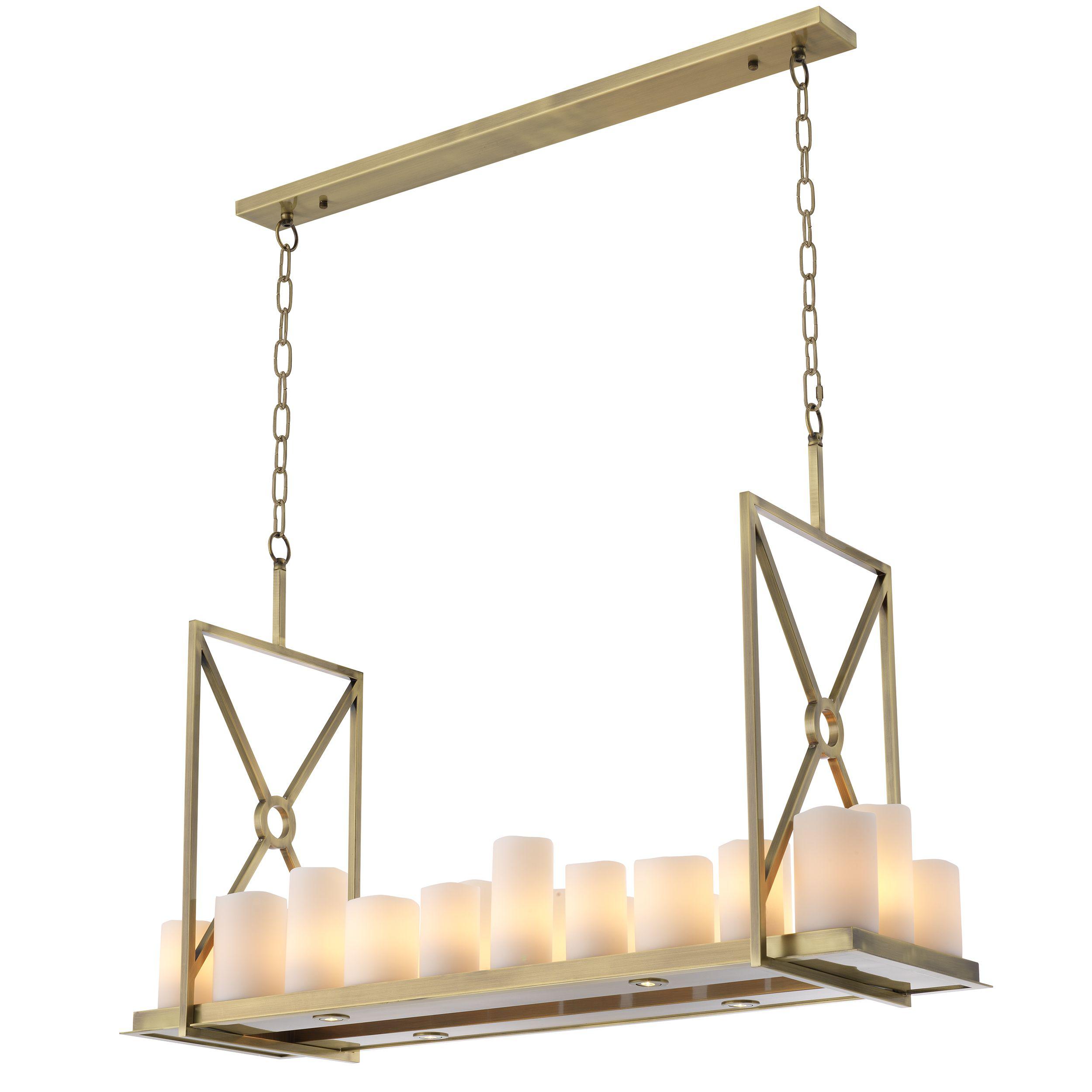light brushed brass finish | including faux candle shades linear