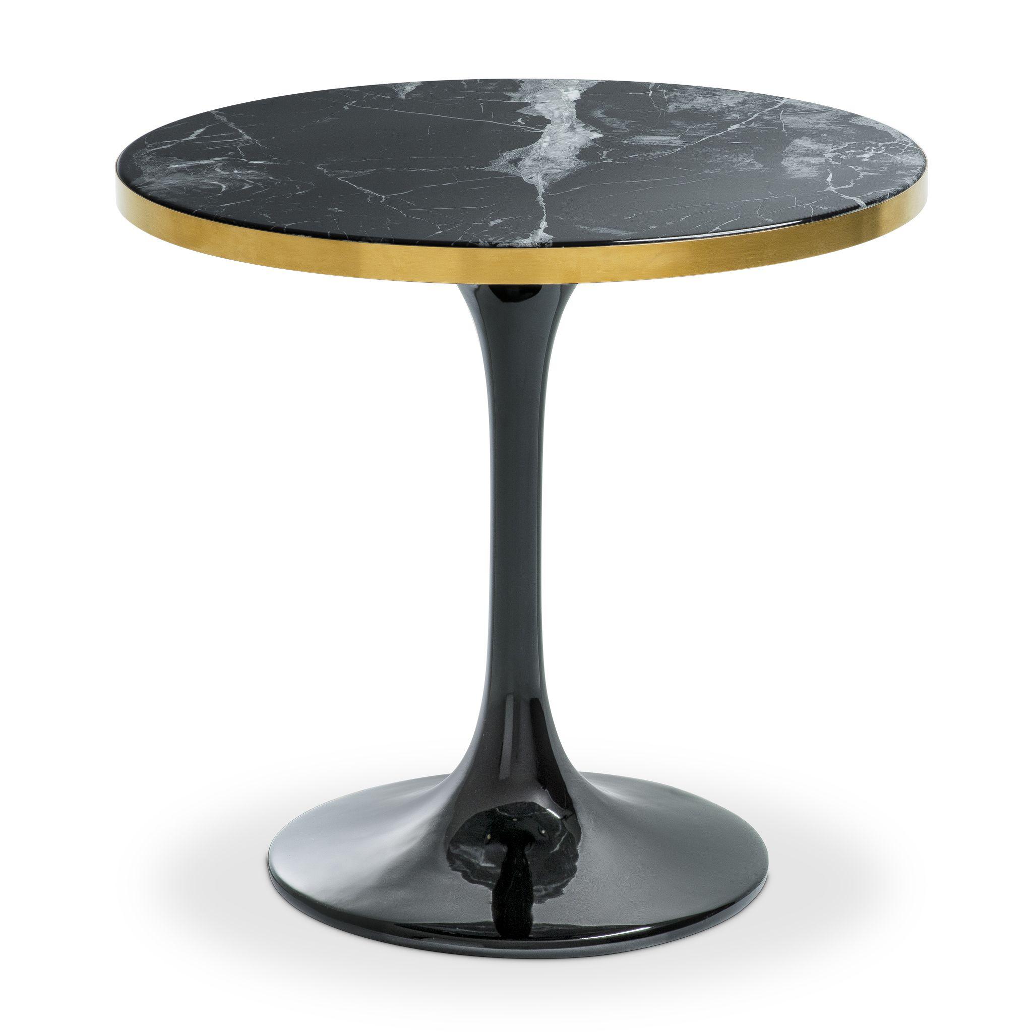 black faux marble | brushed brass rim | black base