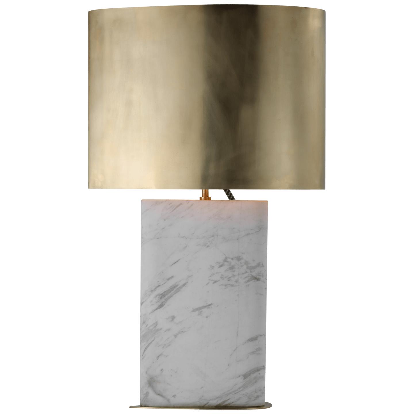 White Marble 17" Antique-Burnished Brass Tear Drop
