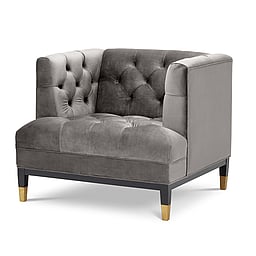 roche porpoise grey velvet | black & brass finish legs