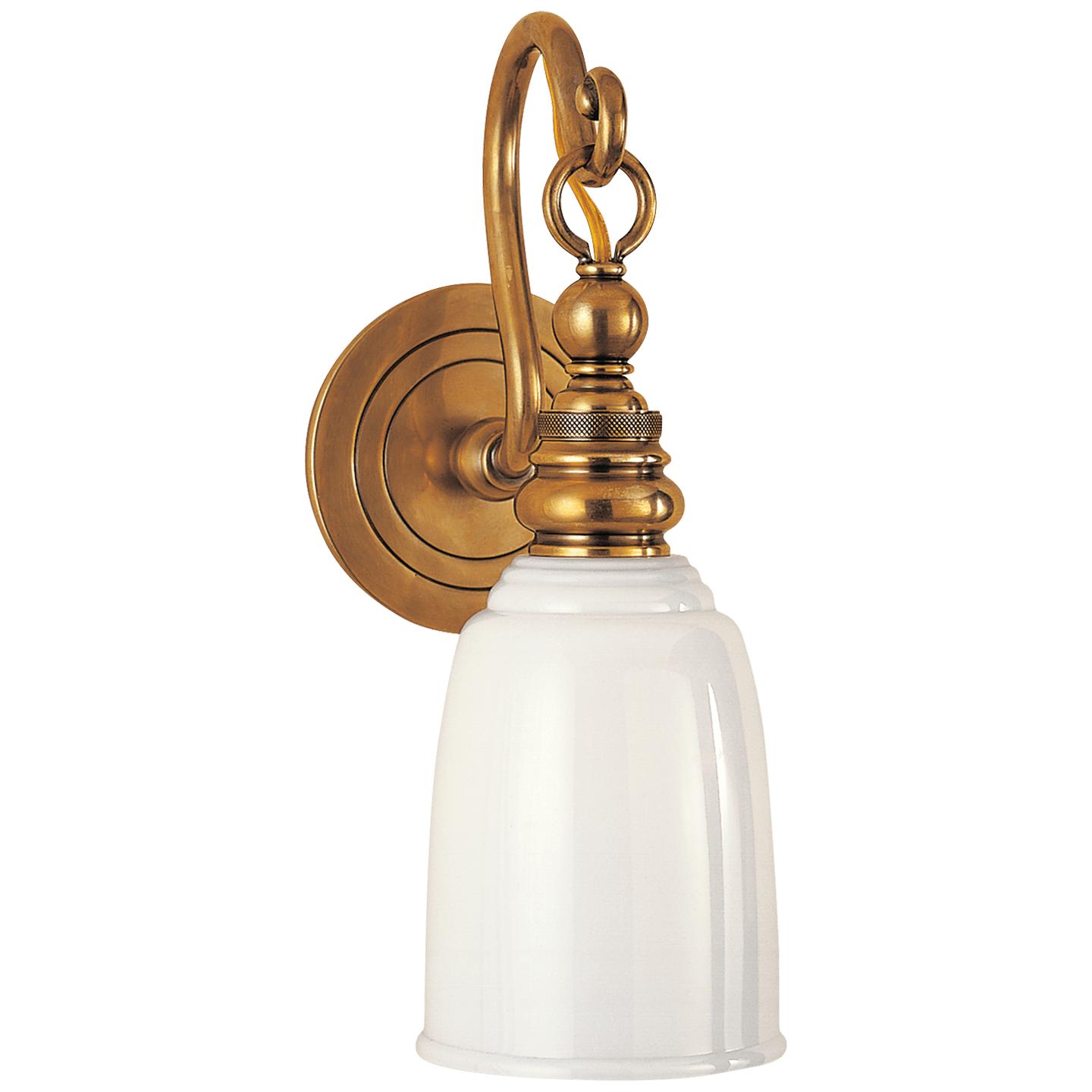 Hand-Rubbed Antique Brass White Glass