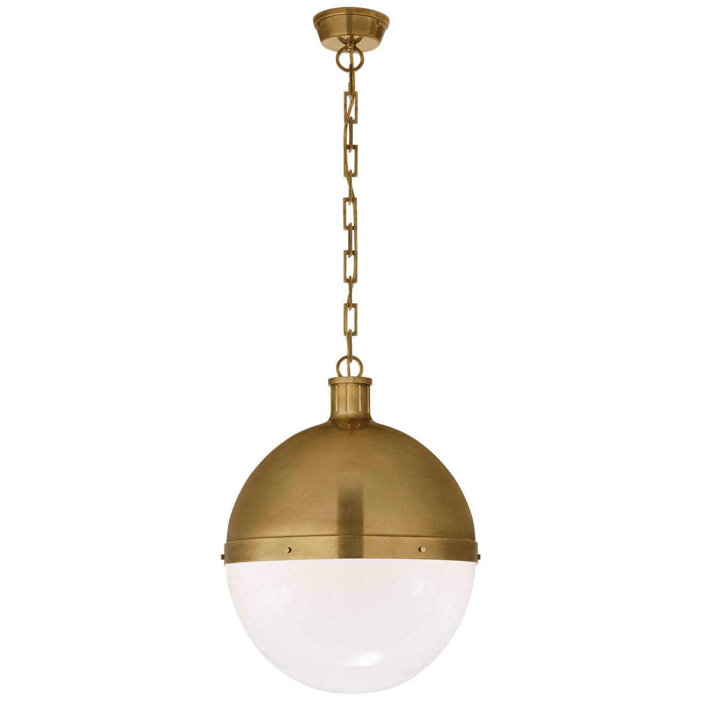 Hand-Rubbed Antique Brass White Glass