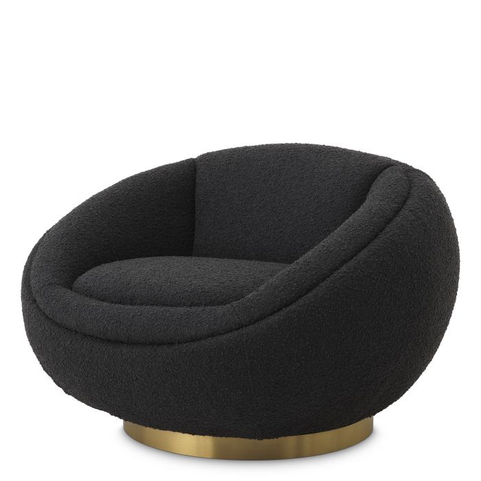 bouclé black | brushed brass finish swivel base