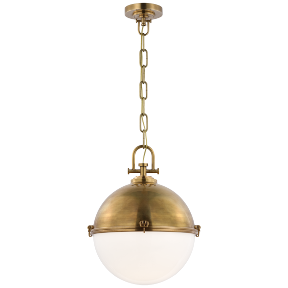 Antique-Burnished Brass White Glass