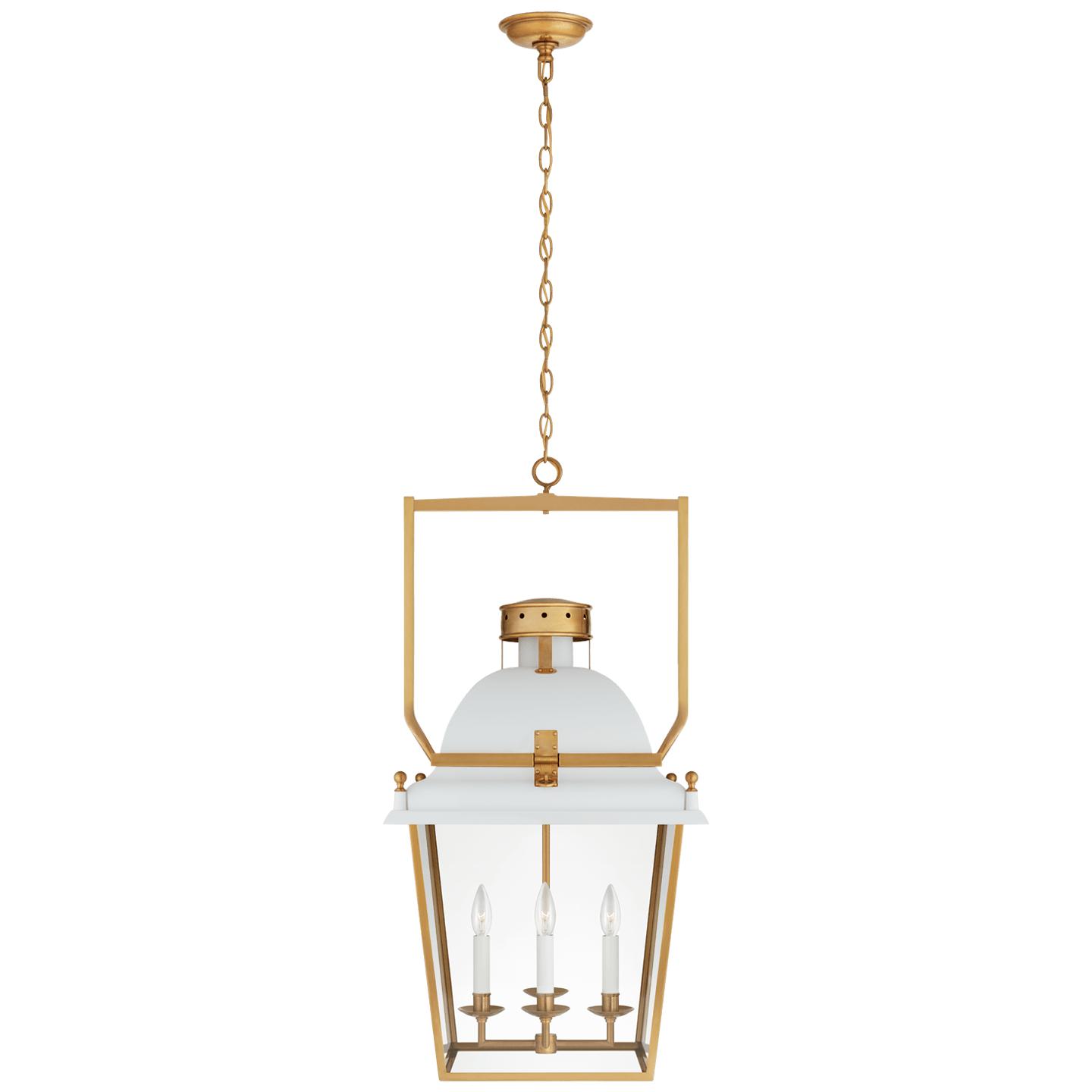 Matte White and Antique-Burnished Brass Clear Glass