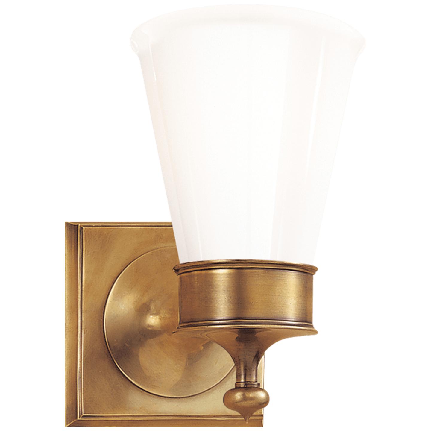 Hand-Rubbed Antique Brass White Glass