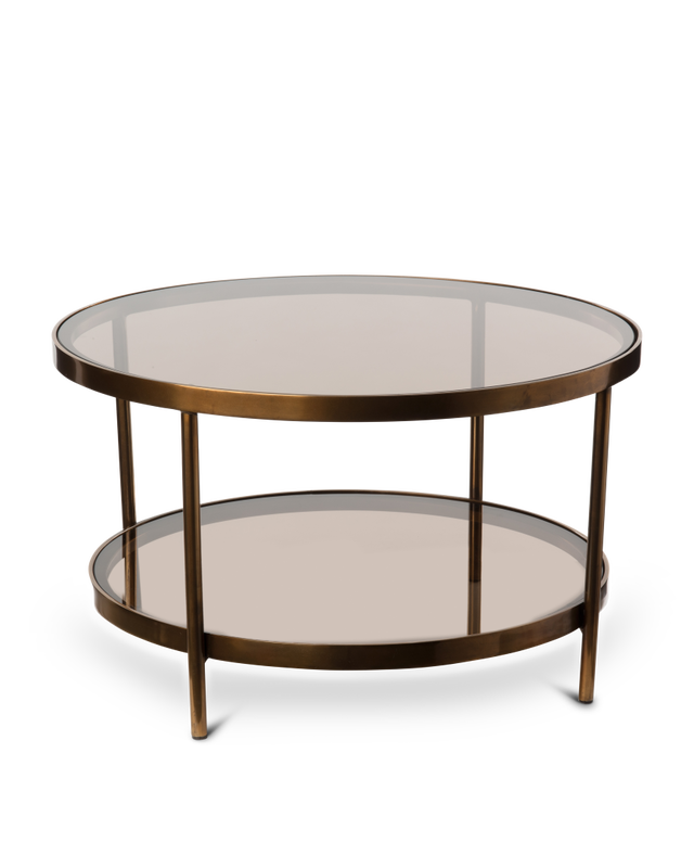 Купить Журнальный столик Coffee Table Double Amber Glass Round в интернет-магазине roooms.ru