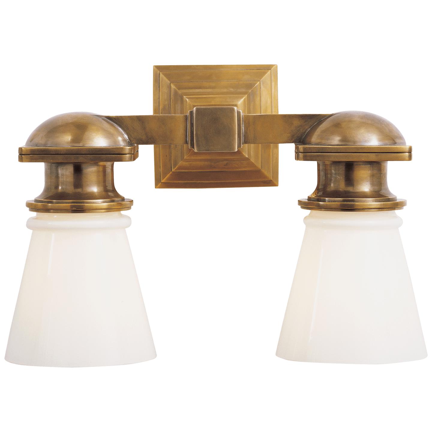 Hand-Rubbed Antique Brass White Glass