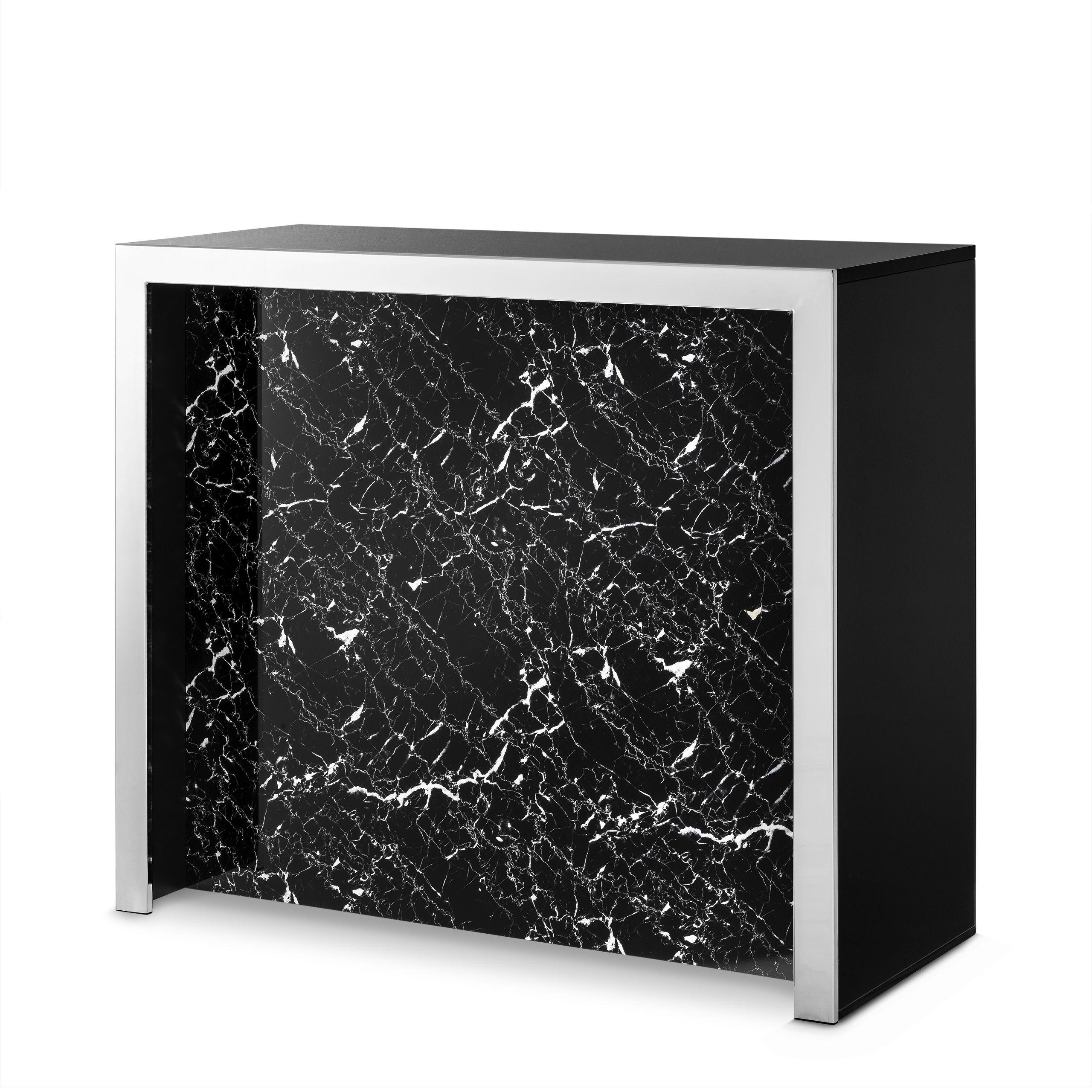 polished stainless steel | black faux marble