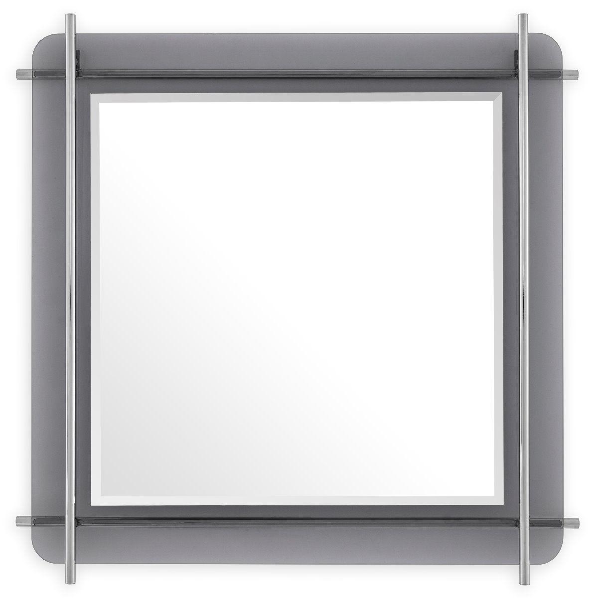 polished stainless steel | smoke glass | bevelled mirror glass