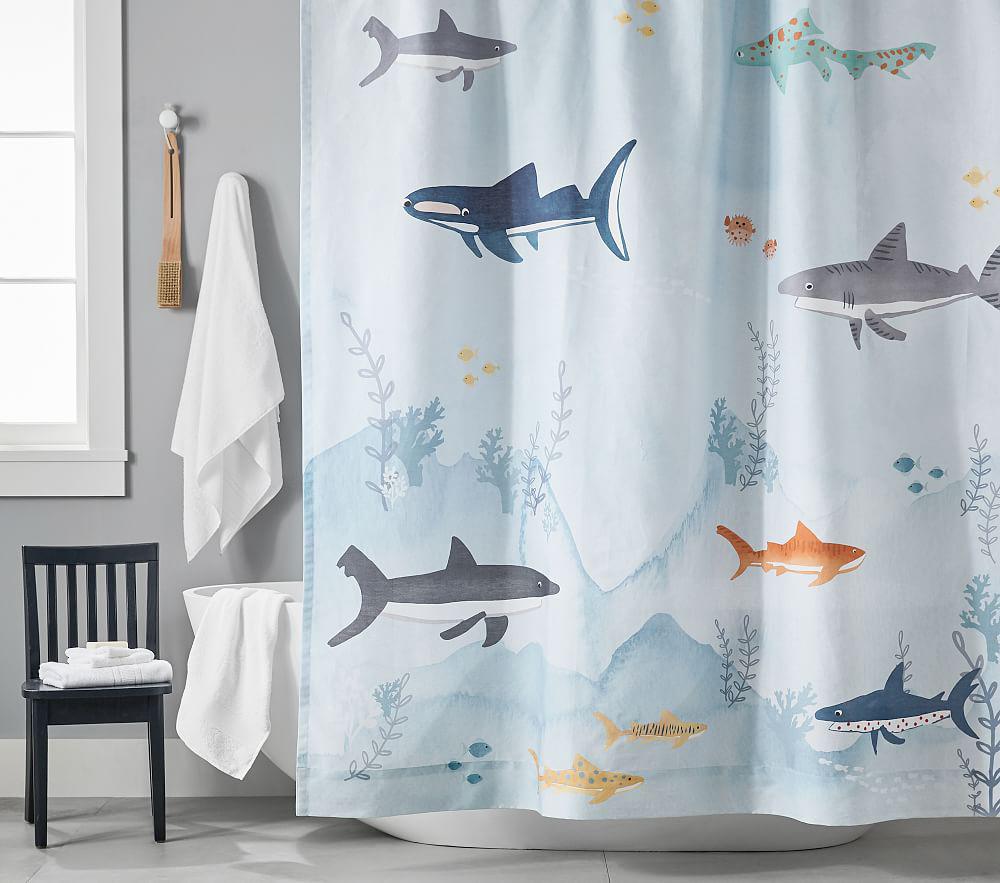 Купить Шторка для душа Shark Shower Curtain Navy в интернет-магазине roooms.ru
