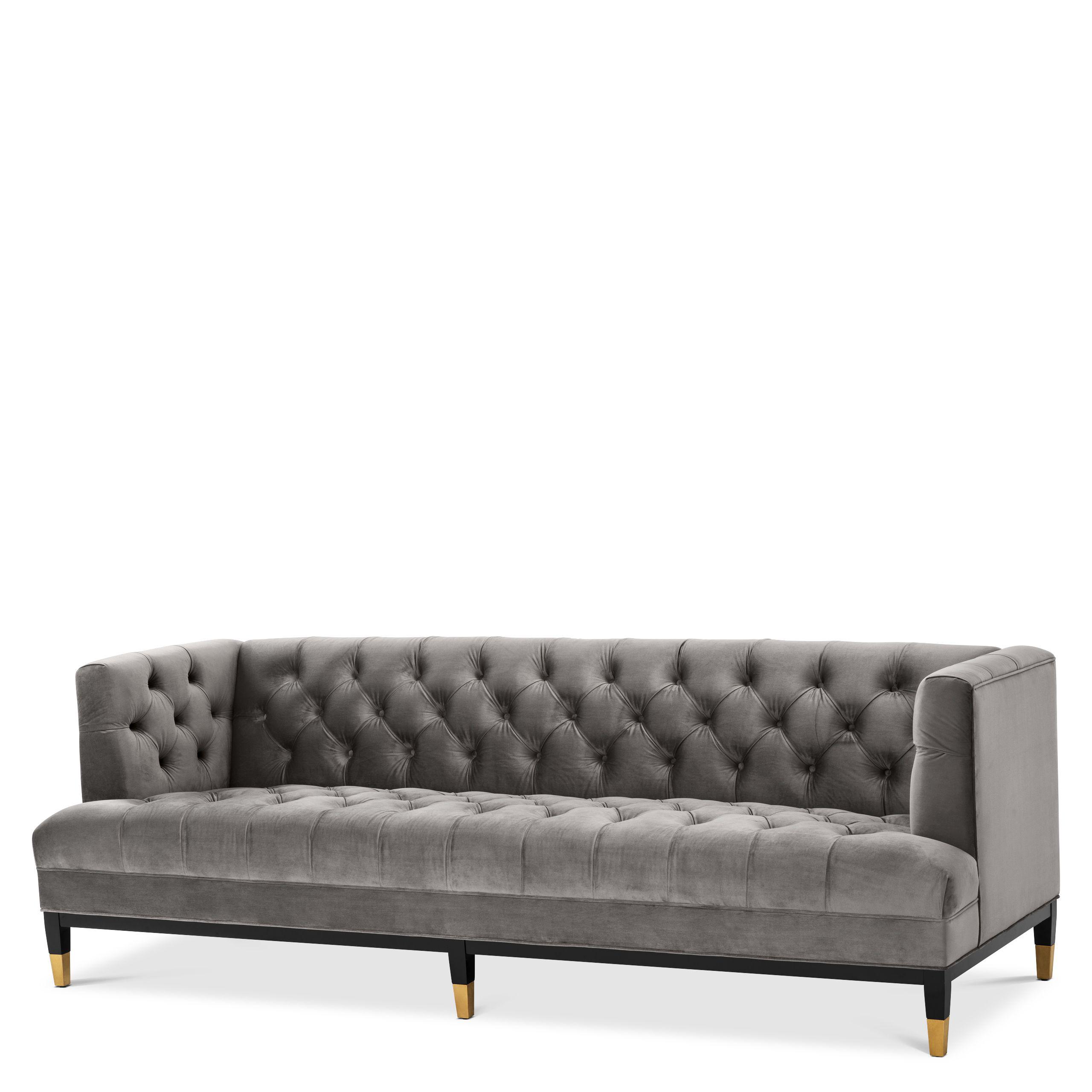 roche porpoise grey velvet | black & brass finish legs