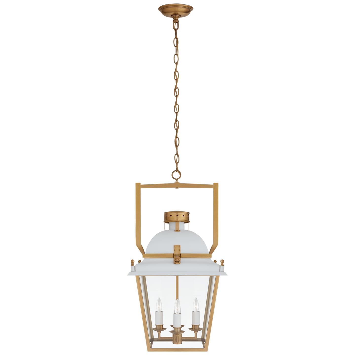 Matte White and Antique-Burnished Brass Clear Glass