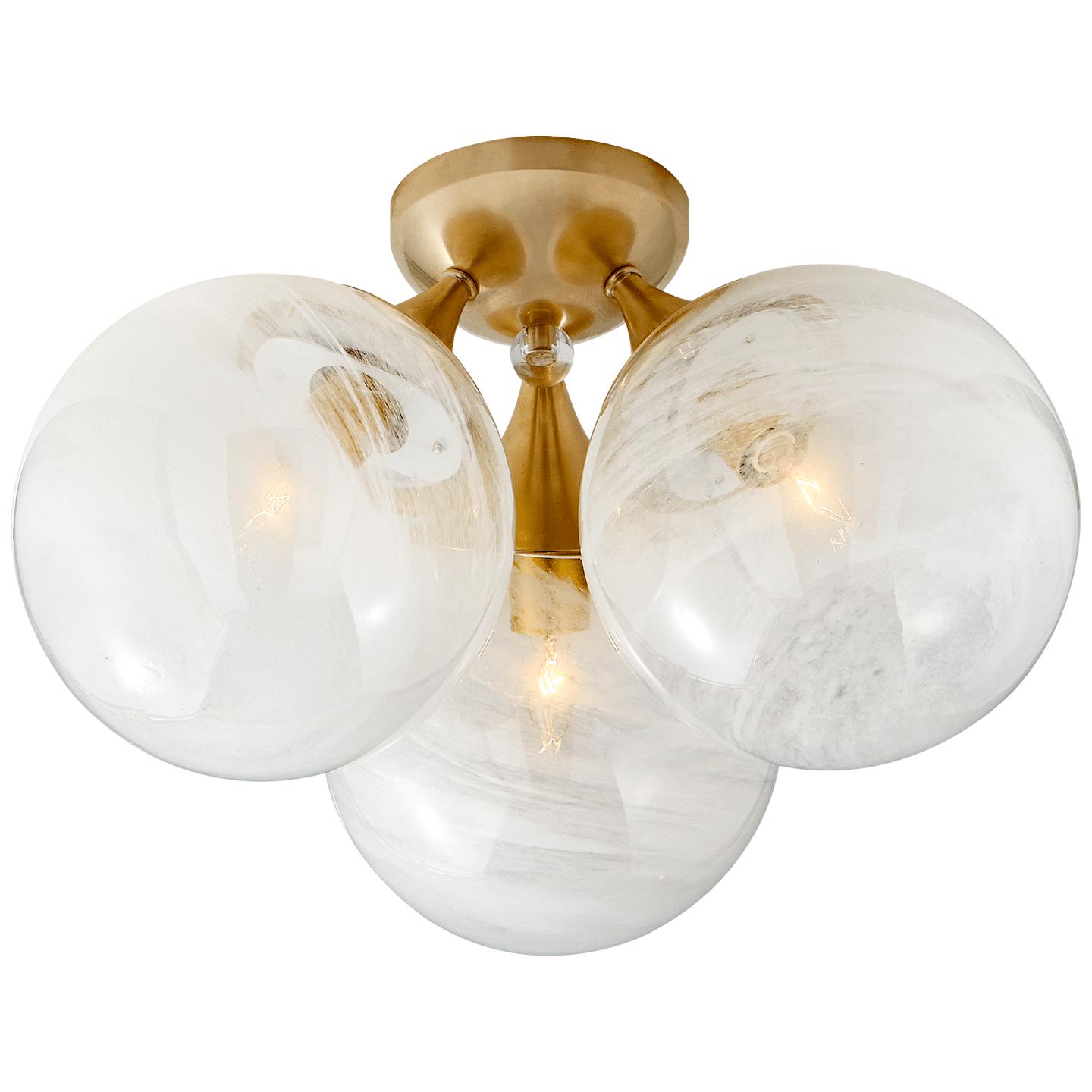 Hand-Rubbed Antique Brass White Glass