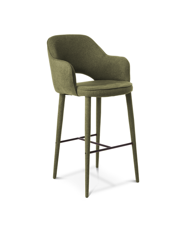 Olive green Metal frameupholstered legsand metal foot restChair can be lowered 10 cm