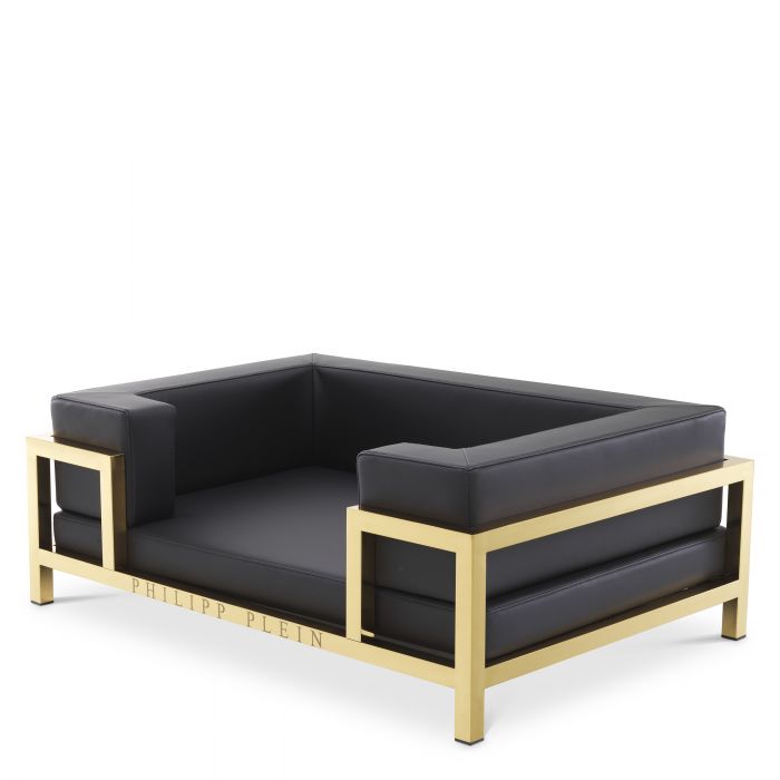 brushed brass finish | black leather look XL