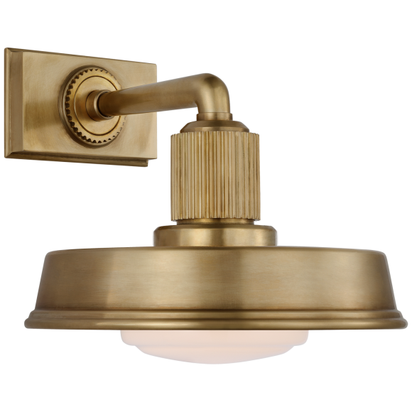 Antique-Burnished Brass White Glass