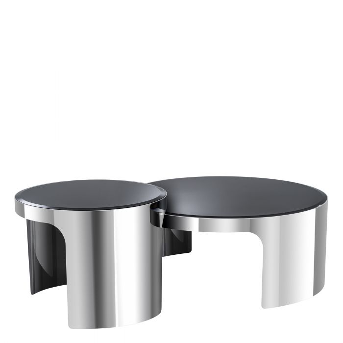 polished stainless steel | black bevelled glass