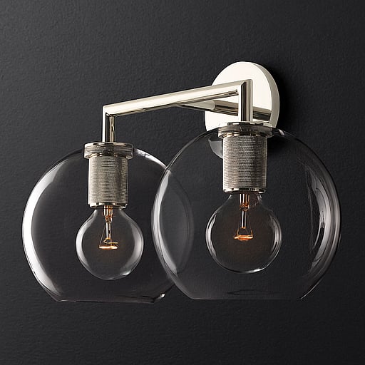 Купить Бра Utilitaire Globe Shade Double Sconce в интернет-магазине roooms.ru